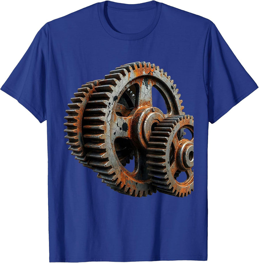 Labor Day Industrial Gears Illustration T-Shirt - Royal Blue