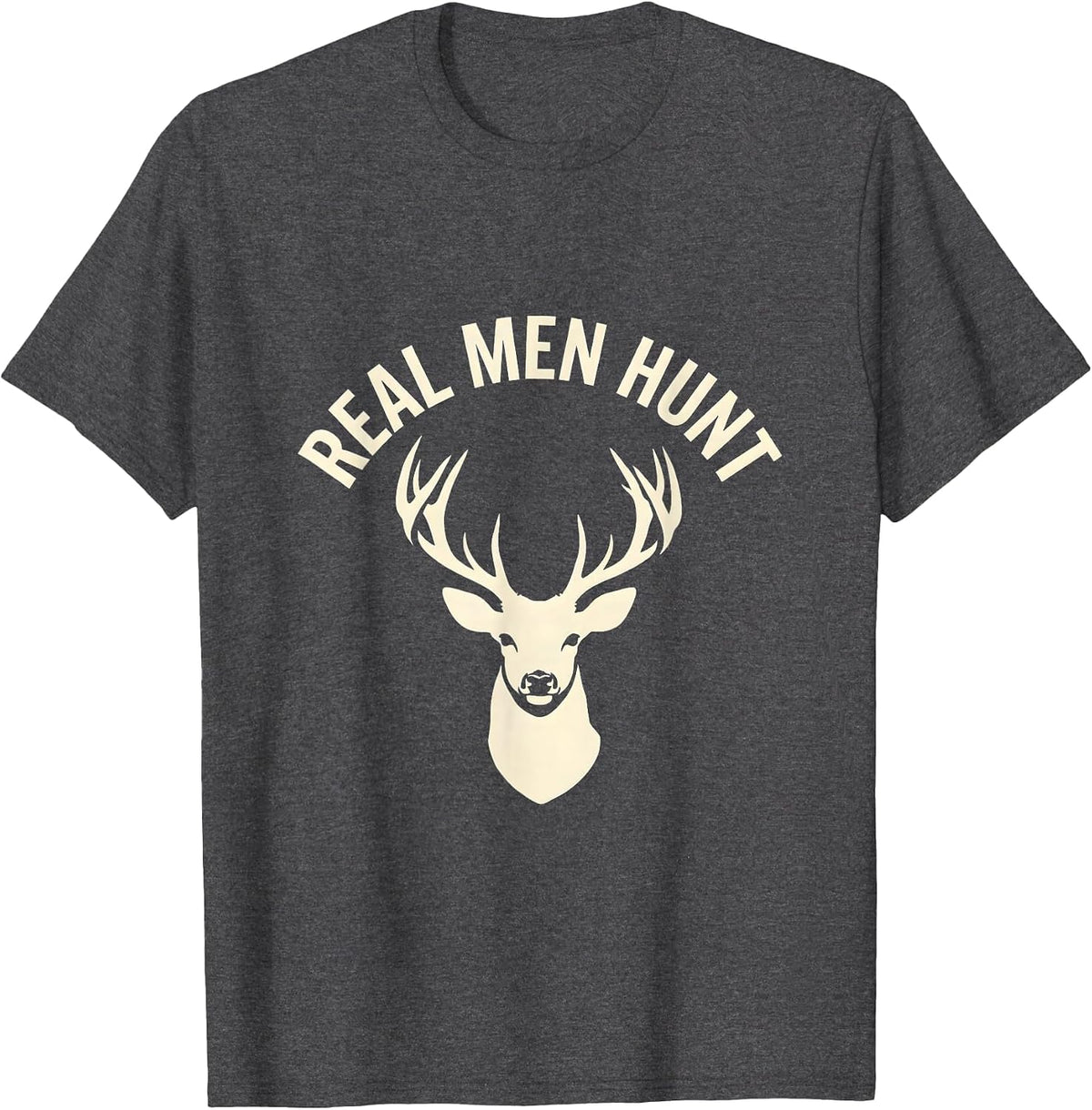 Men's Real Men Hunt Bold Hunting Graphic Design T-Shirt - Dark Heather Grey