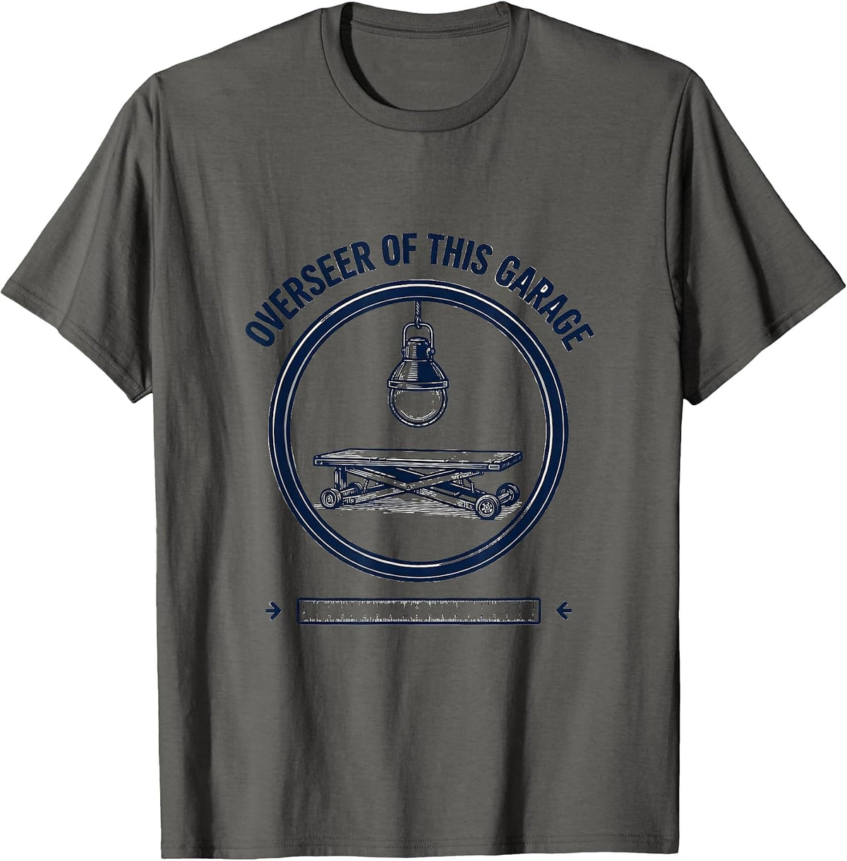 Overseer Of This Garage Funny Mechanic Dad Garage Humor T-Shirt - Asphalt Grey