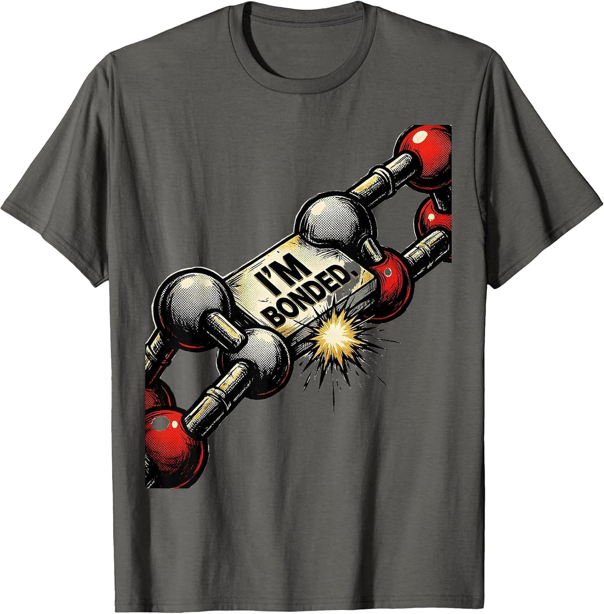 Men's I'm Bonded Comic Book Chemistry Teacher Science Student Gift T-Shirt - Asphalt Grey