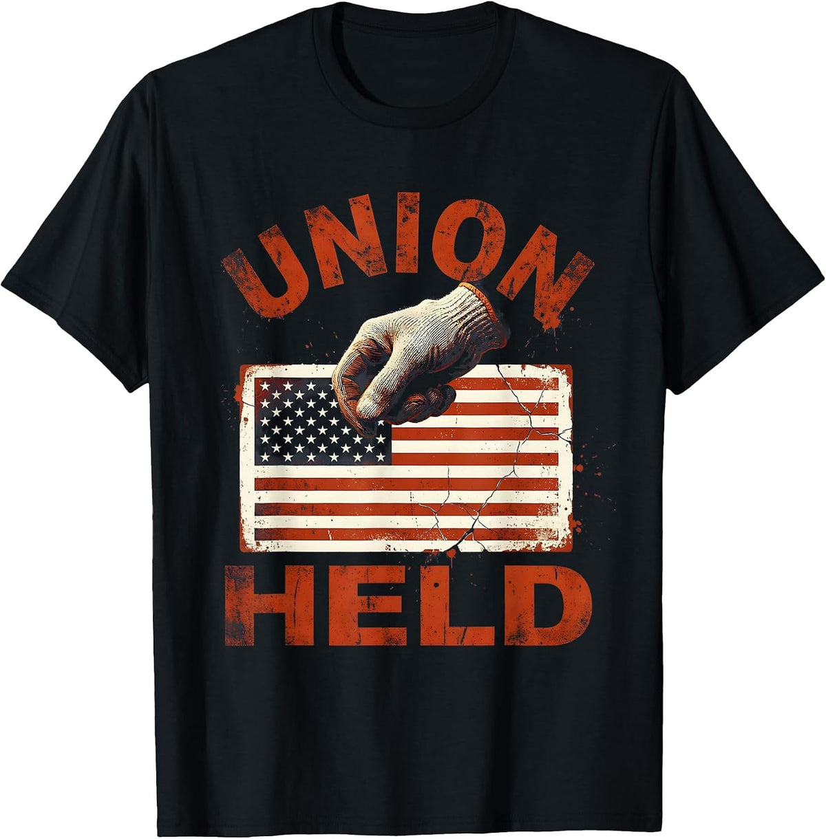 Men's Union Held Distressed Labor Day Union Worker Pride T-Shirt - Black