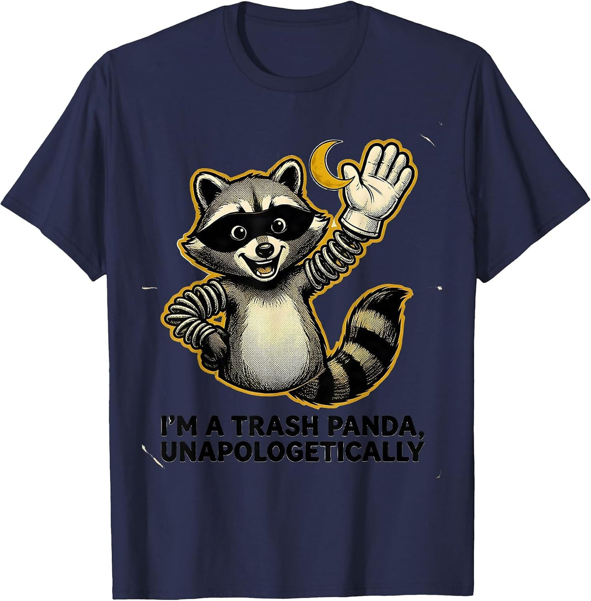 I'm A Trash Panda, Unapologetically Funny Retro Cartoon T-Shirt - Navy Blue