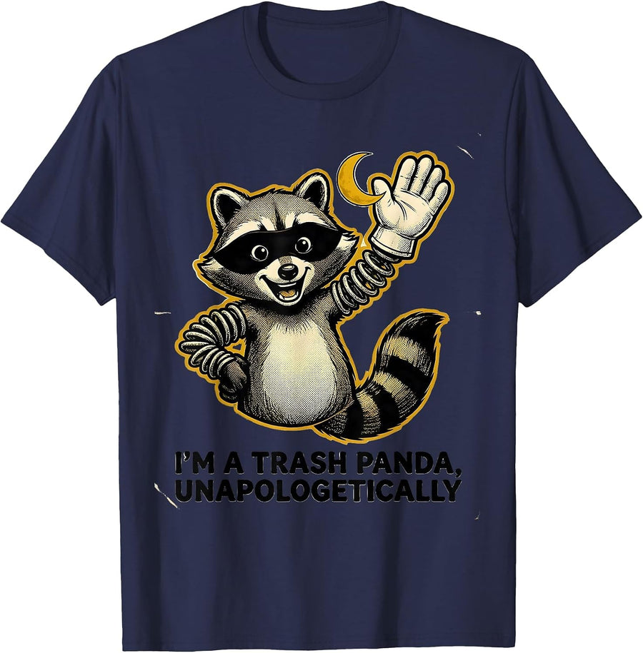 I'm A Trash Panda, Unapologetically Funny Retro Cartoon T-Shirt - Navy Blue