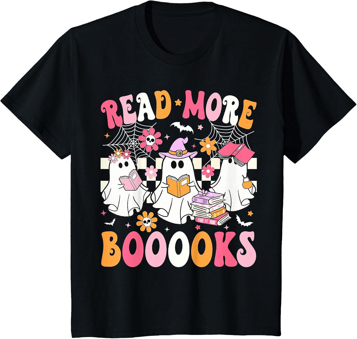 Read More Books Ghosts Reading Book Funny Teacher Halloween T-Shirt - Black