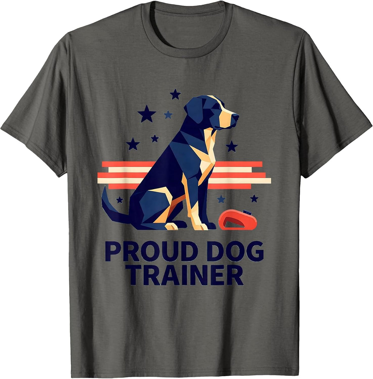Men's Proud Dog Trainer Patriotic American Flag Occupational Pride T-Shirt - Asphalt Grey