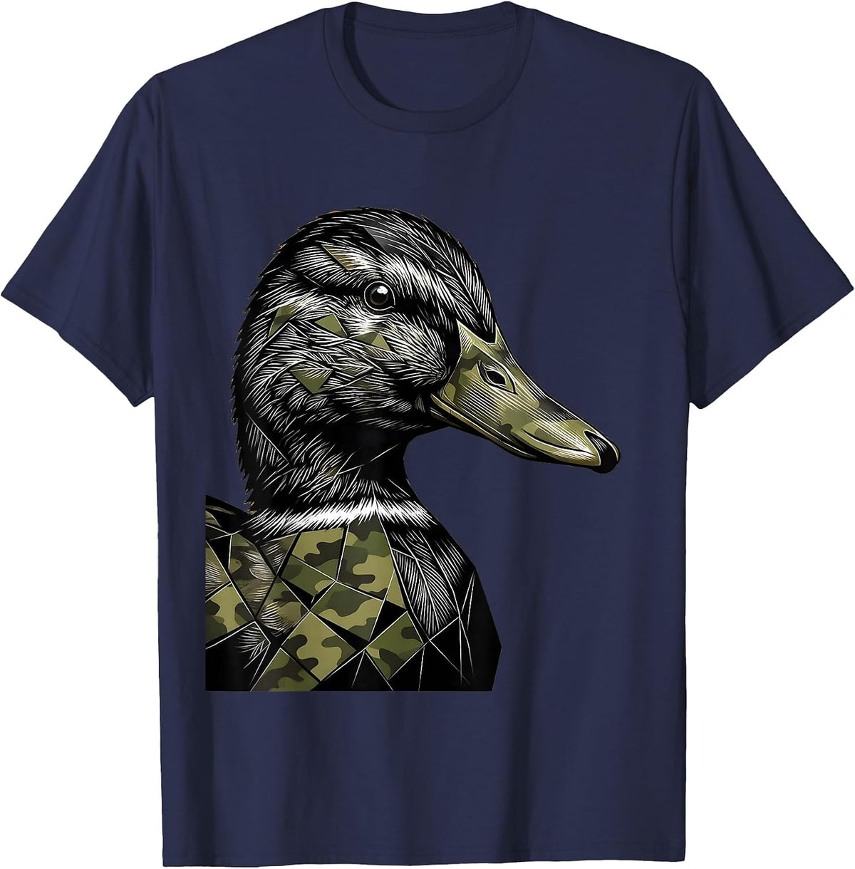 Men's Duck Camo Geometric Mosaic Graphic Tee T-Shirt - Navy Blue