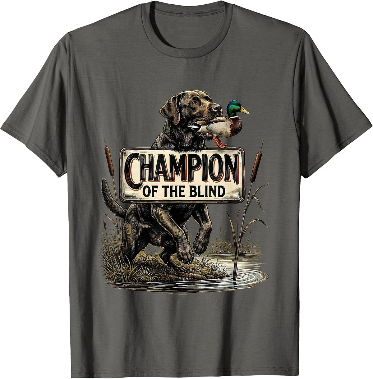 Champion Of The Blind Rustic Hunting Dog Southern Pride T-Shirt - Asphalt Grey