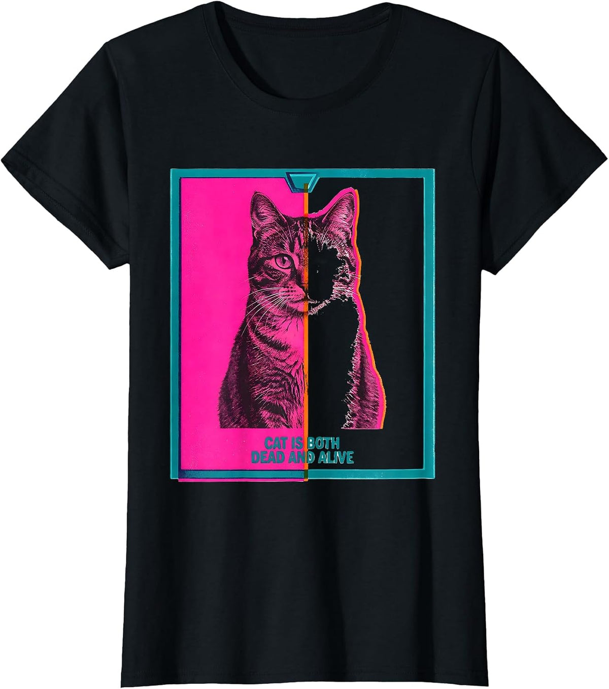 Cat Is Both Dead And Alive Funny Quantum Physics Science T-Shirt - Black