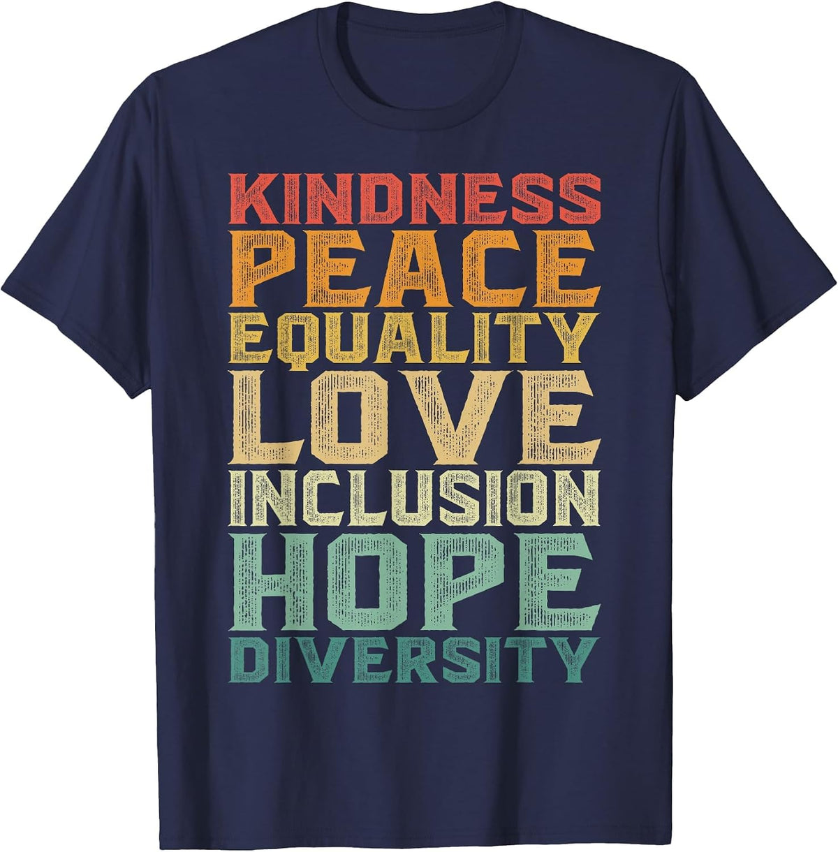 Peace Love Diversity Inclusion Equality Black History Month T-Shirt - Navy Blue