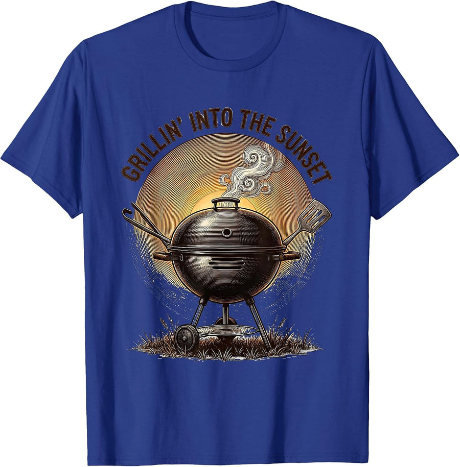 Grillin' Into the Sunset Labor Day Design T-Shirt - Royal Blue
