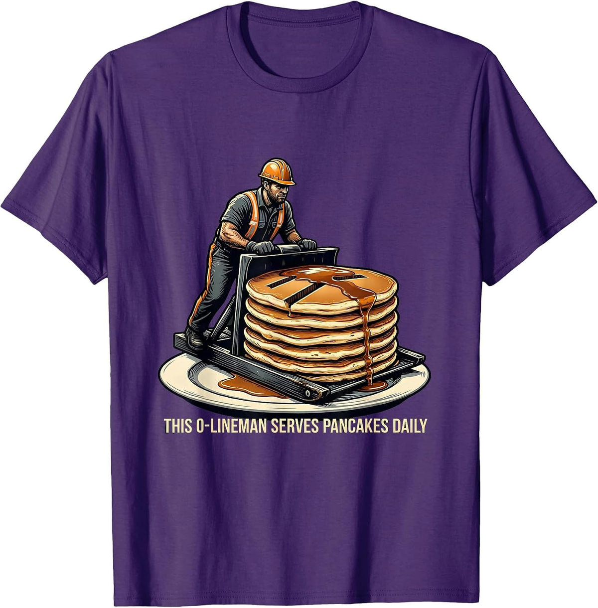 Men's This O-Lineman Serves Pancakes Daily Funny Football Lineman T-Shirt - Purple