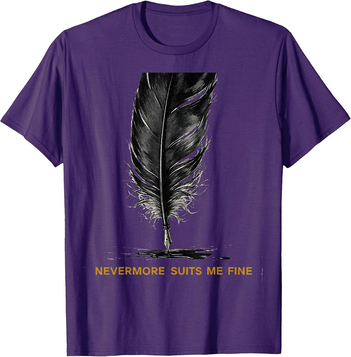 Men's Nevermore Suits Me Fine Gothic Edgar Allan Poe Raven T-Shirt - Purple