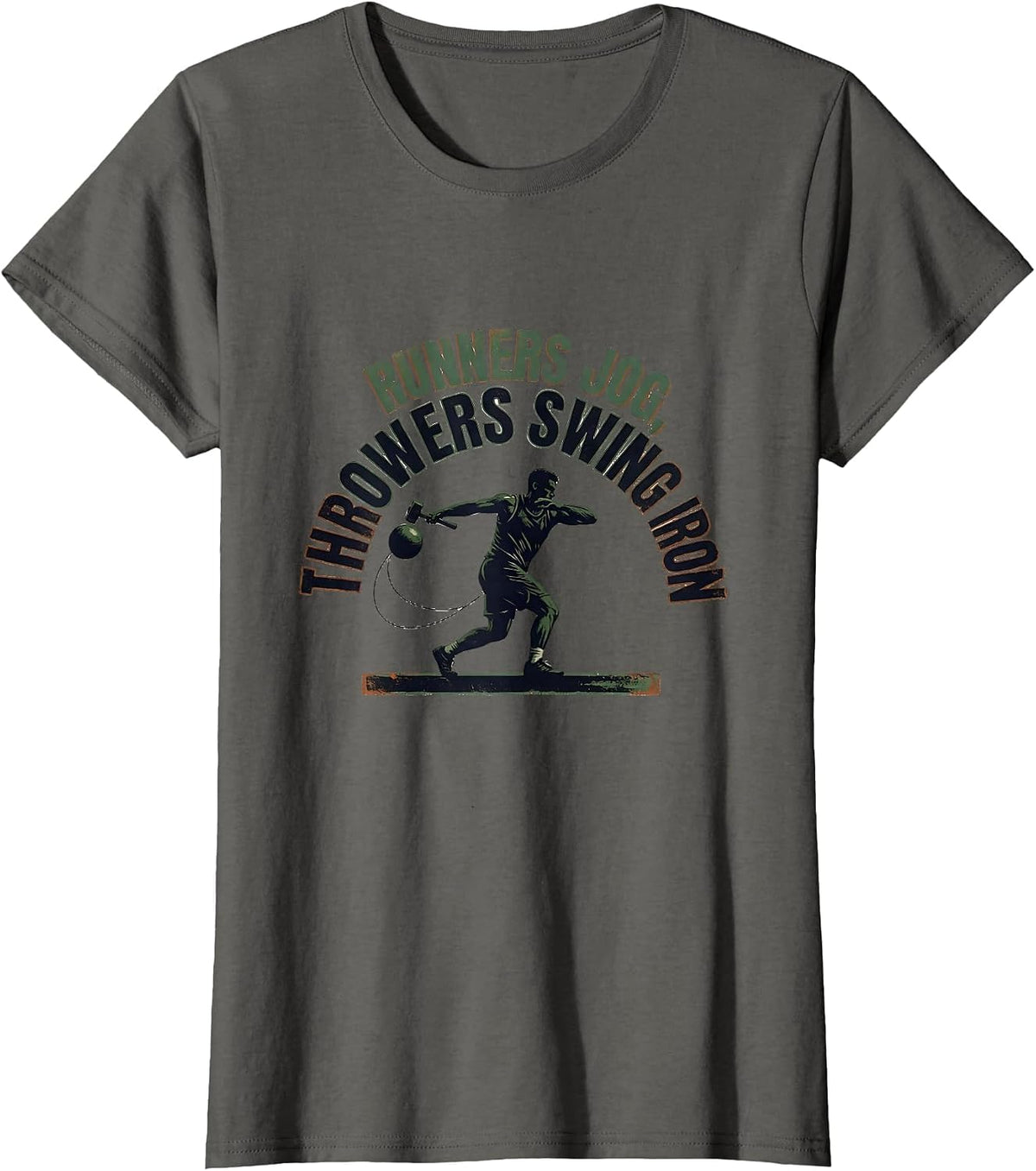 Women's Runners Jog Throwers Swing Iron Vintage Track And Field T-Shirt - Asphalt Grey