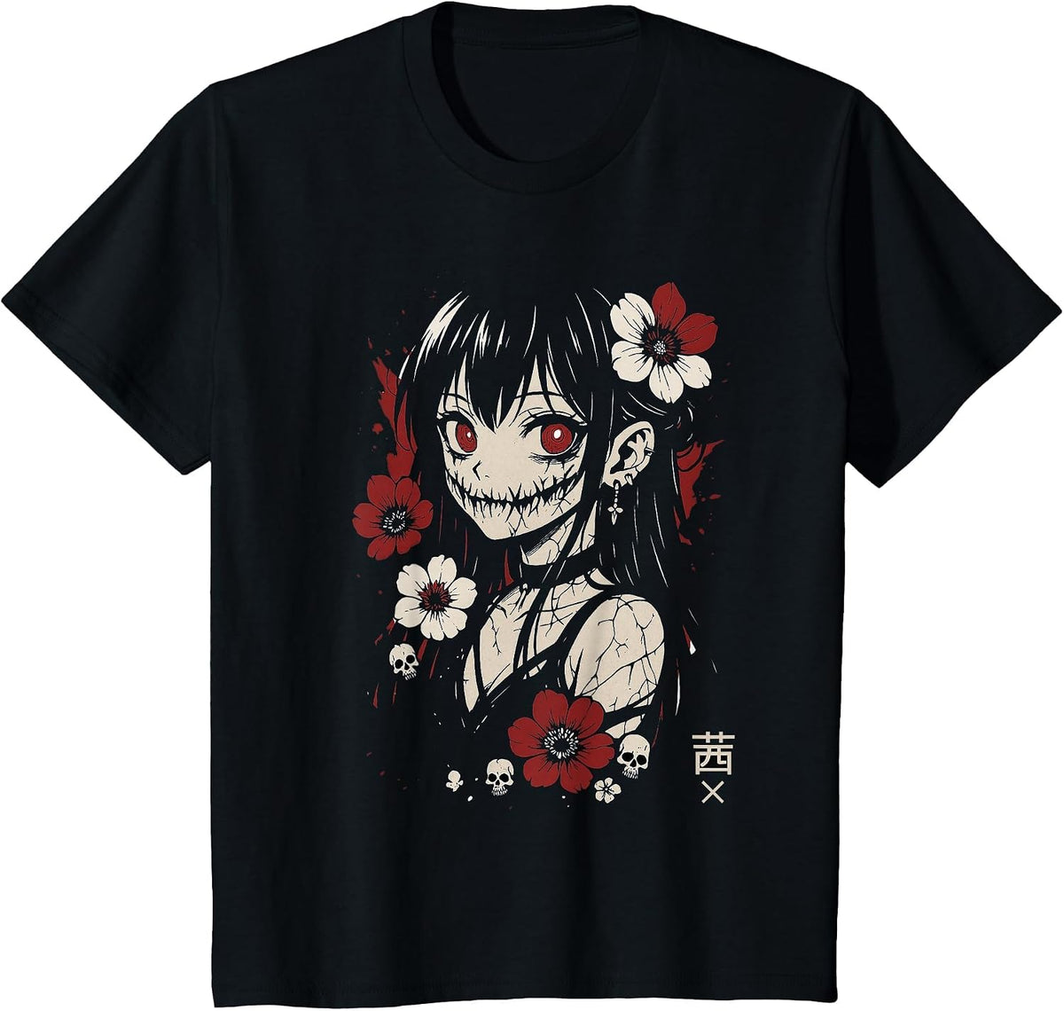 Horror Goth Anime Waifu Kawaii Manga Girl | Creepy Aesthetic T-Shirt - Black