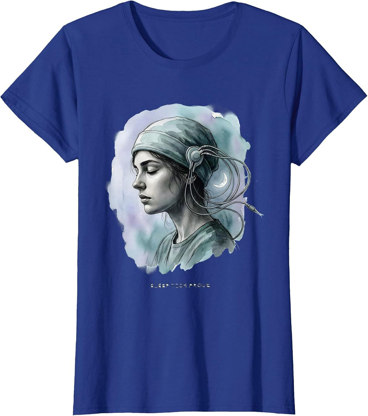 Women's Sleep Tech Proud Watercolor Allied Health Tech Professional T-Shirt - Royal Blue