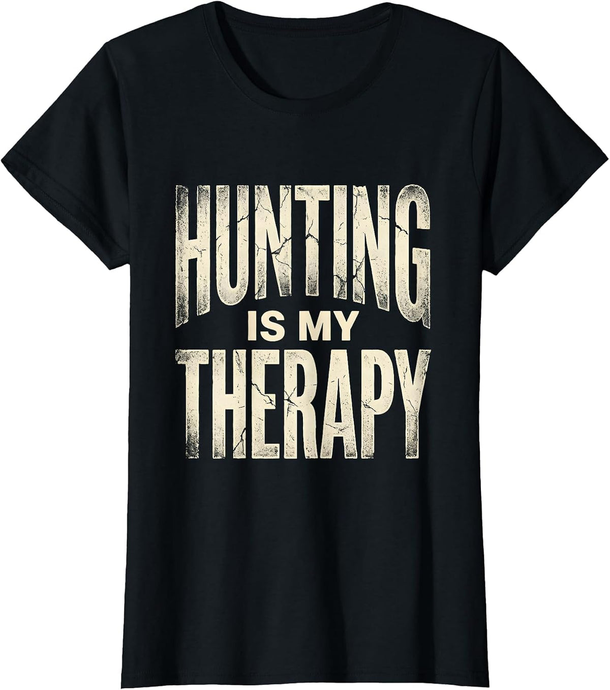 Women's Hunting Is My Therapy Outdoors Design T-Shirt - Black