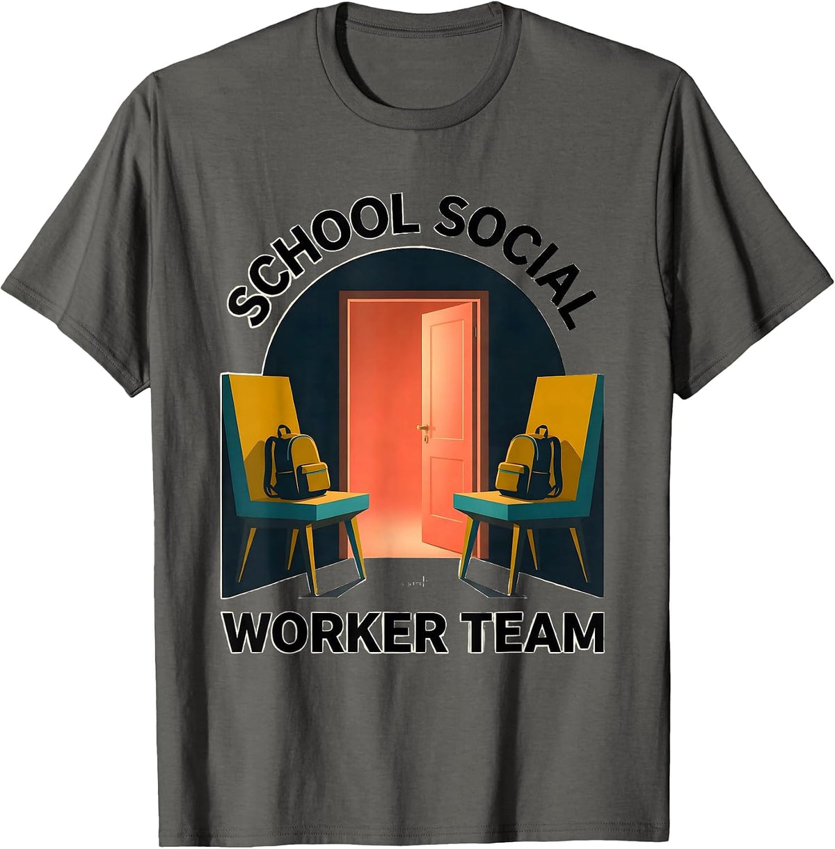 Men's School Social Worker Team Midcentury Modern Staff T-Shirt - Asphalt Grey