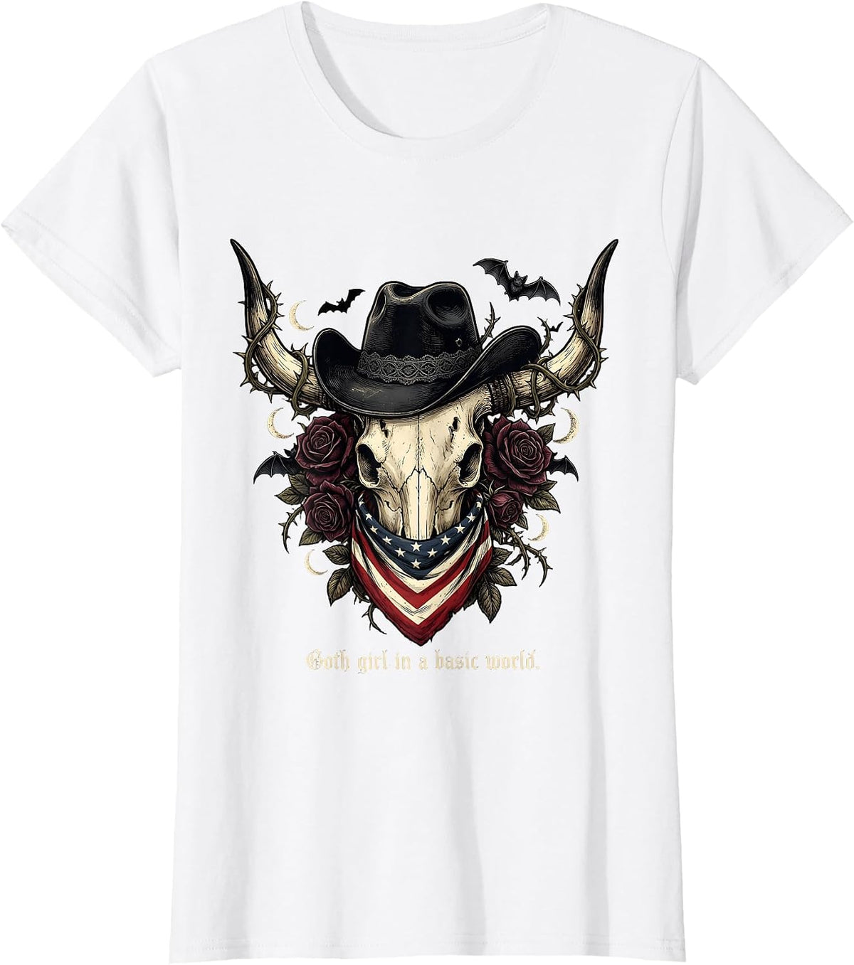 Goth Girl In A Basic World Dark Aesthetic Design T-Shirt - White