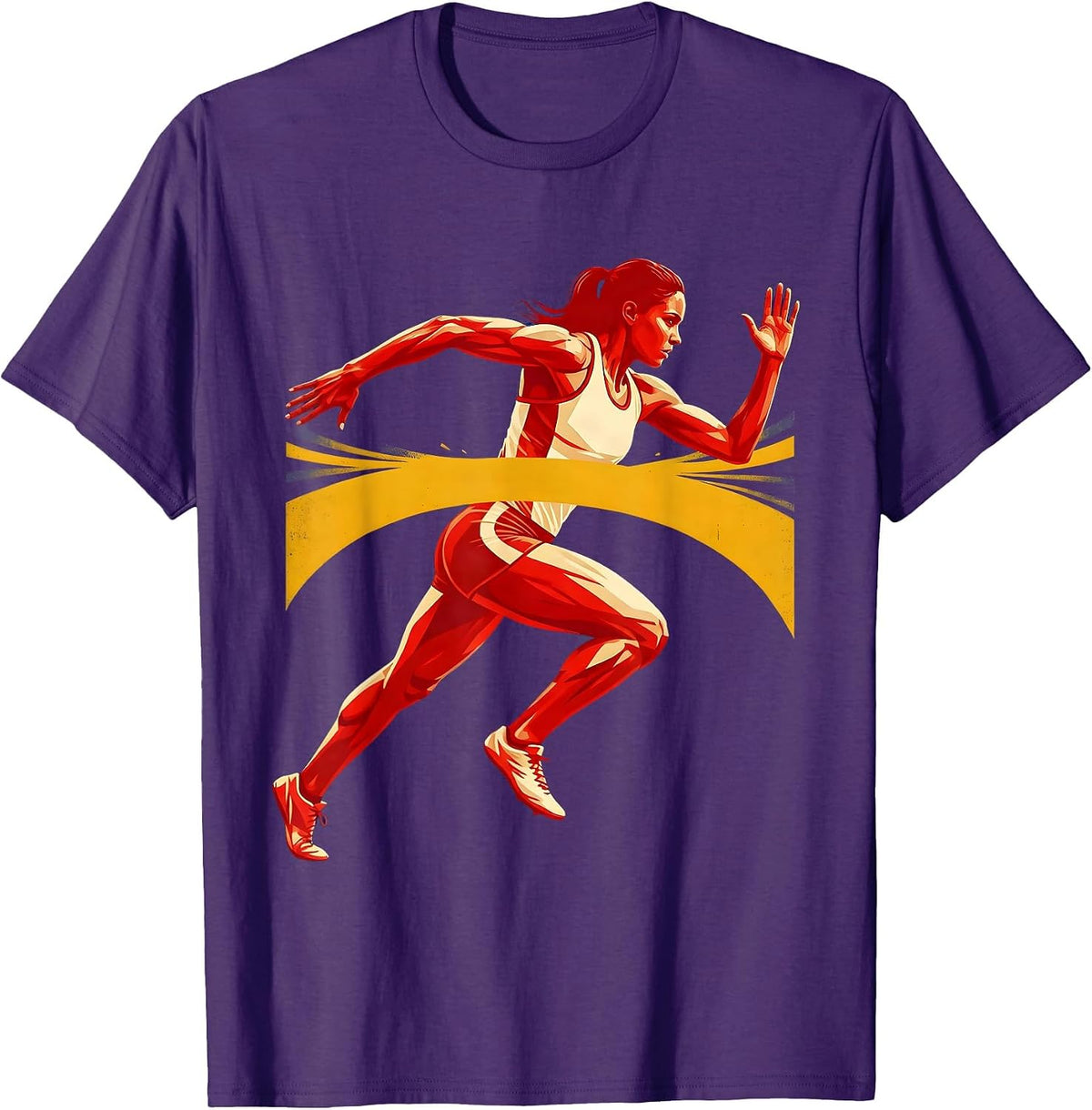 Men's Sprinter Breaking the Tape Track and Field Graphic T-Shirt - Purple