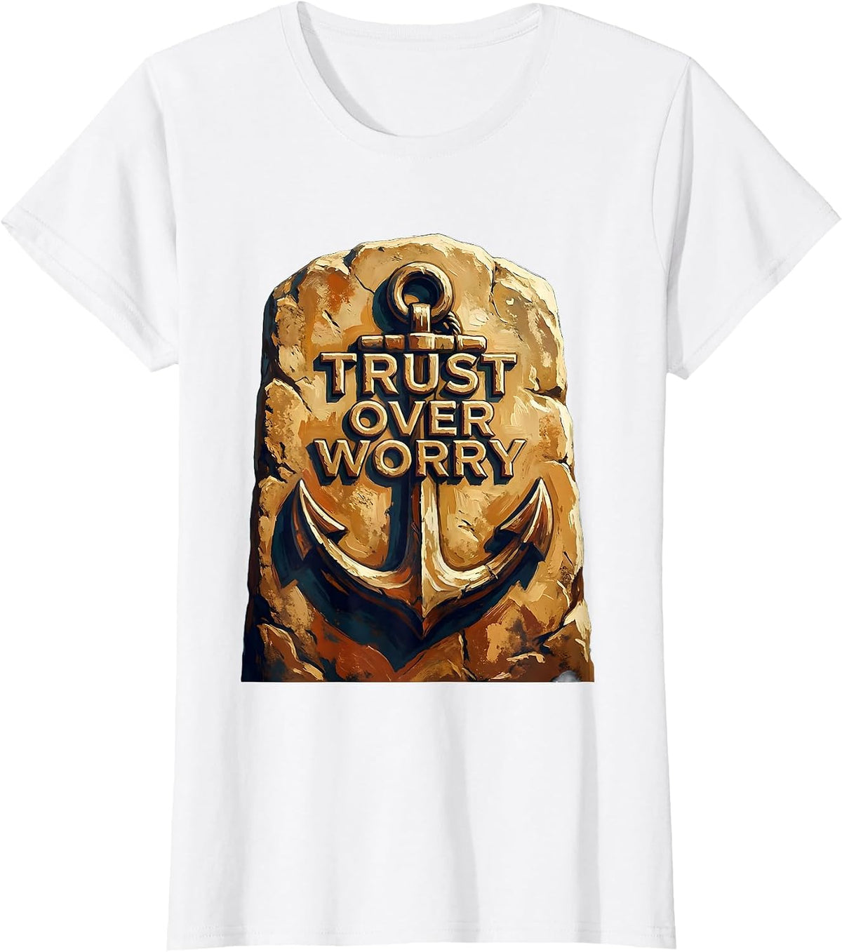 Faith Over Fear Trust Over Worry Inspirational Design T-Shirt - White