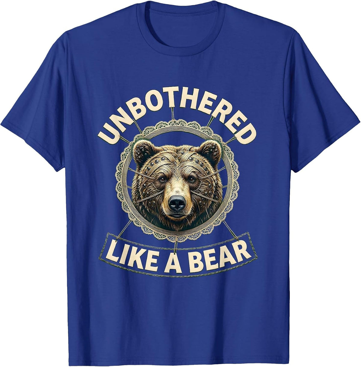 Unbothered Like a Bear Nature Attitude Design T-Shirt - Royal Blue