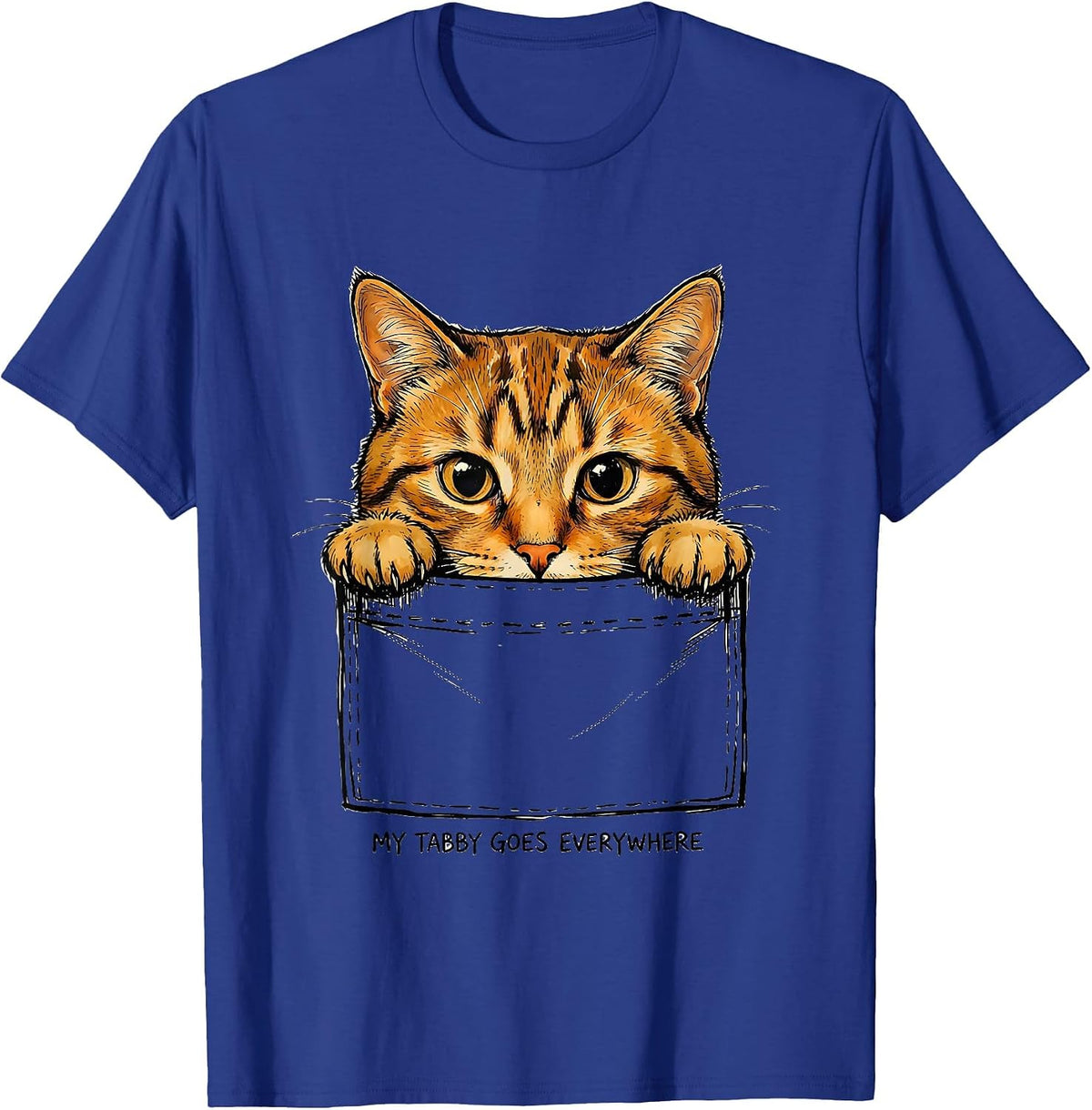 Men's My Tabby Goes Everywhere Cute Cat Lover Gift T-Shirt - Royal Blue