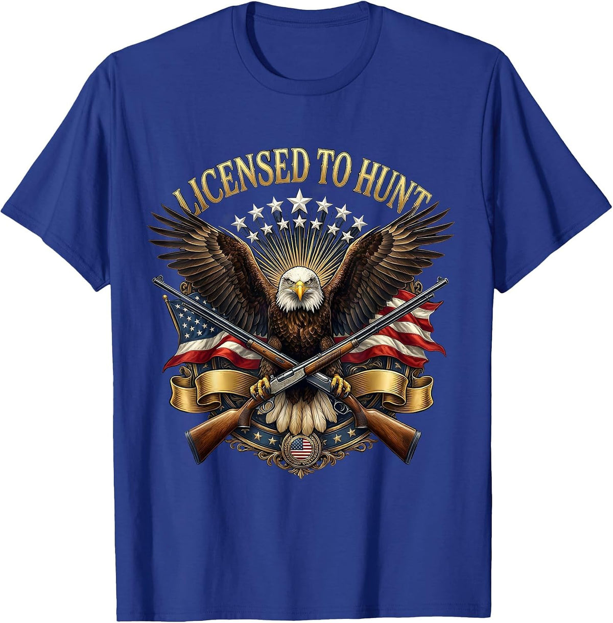 Licensed to Hunt Proud Hunter Graphic Design T-Shirt - Royal Blue
