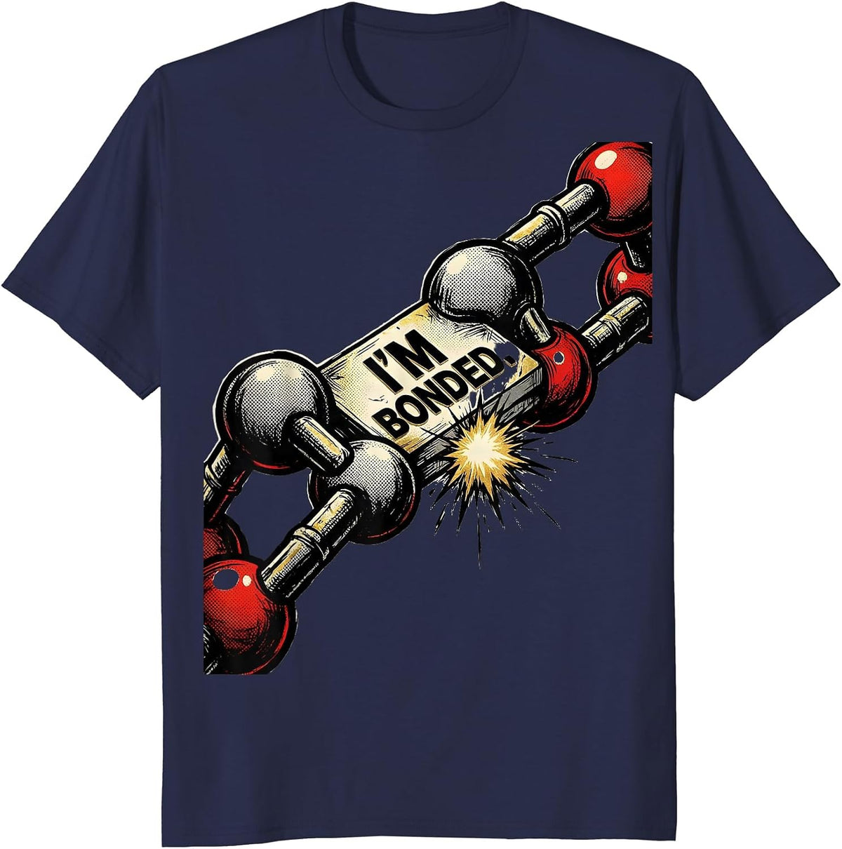 Men's I'm Bonded Comic Book Chemistry Teacher Science Student Gift T-Shirt - Navy Blue