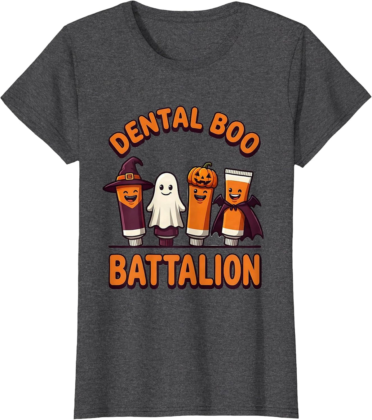 Women's Dental Boo Battalion Funny Dentist Halloween Costume Humor T-Shirt - Dark Heather Grey
