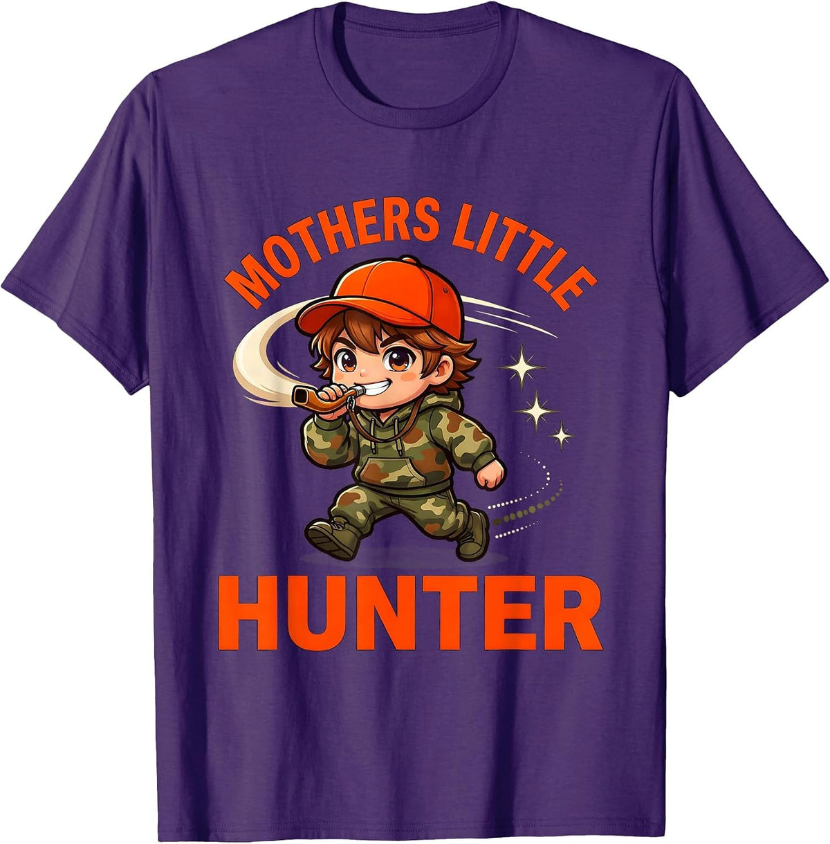 MOTHERS LITTLE HUNTER Funny Hunter Birthday Gift T-Shirt - Purple