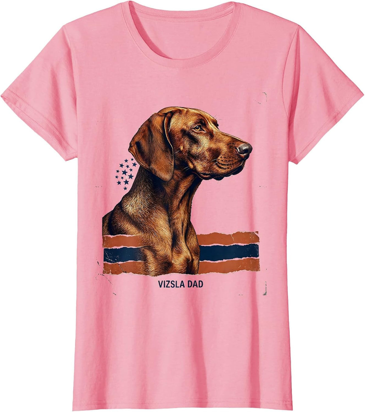 Women's Vizsla Dad Distressed Patriotic Dog Breed Pride 4th Of July T-Shirt - Pink