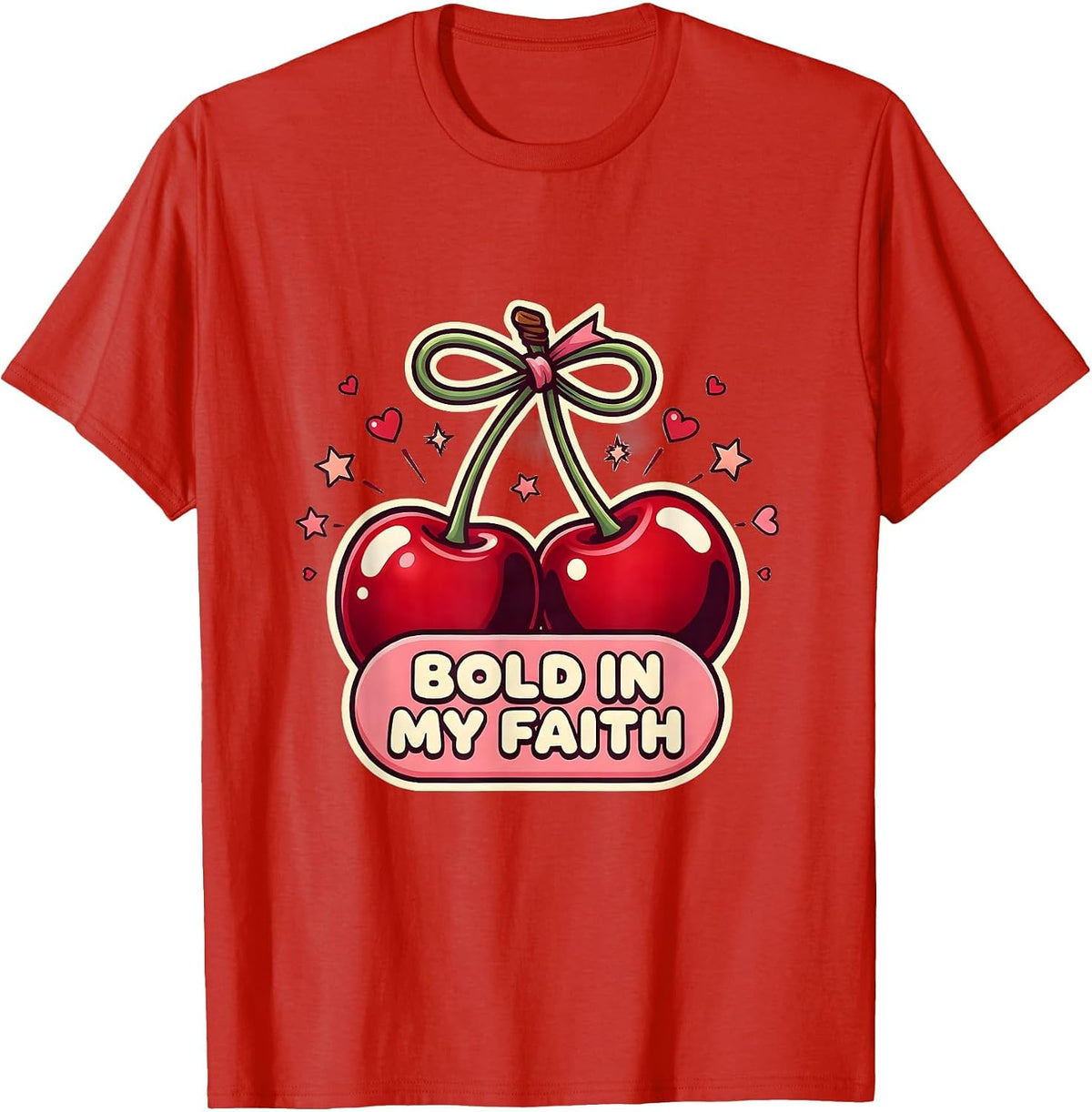 Men's Bold In My Faith Faith Over Fear Design T-Shirt - Red