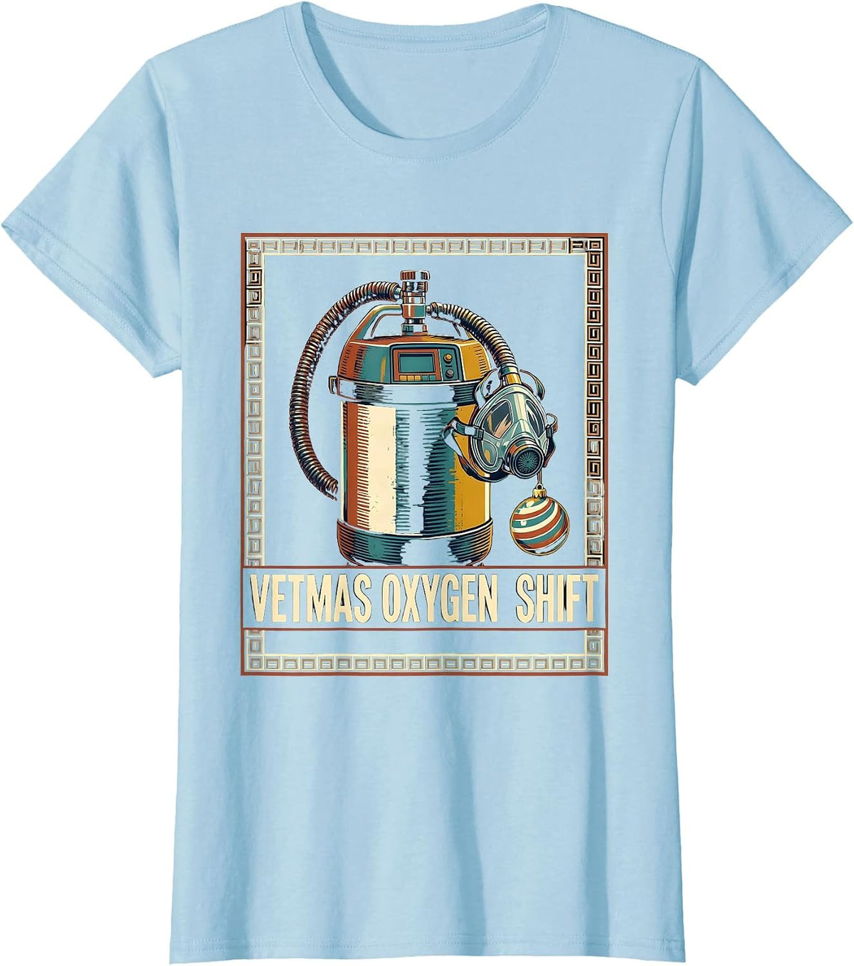 Vetmas Oxygen Shift Funny Vet Tech Christmas Veterinary T-Shirt - Baby Blue