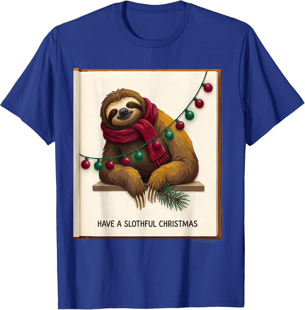Men's Have a Slothful Christmas Funny Sloth Lover Holiday Pajama T-Shirt - Royal Blue
