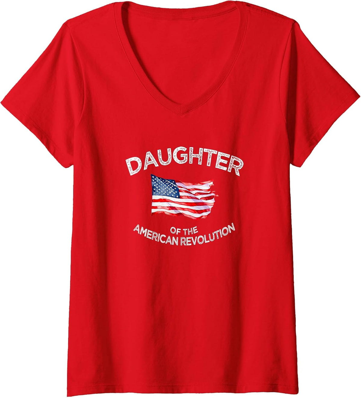 Women's Daughter of American Revolution DAR Star Historic USA V-Neck T-Shirt - Red