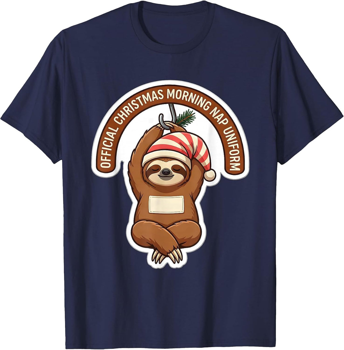 Official Christmas Morning Nap Uniform Funny Sloth Lover T-Shirt - Navy Blue