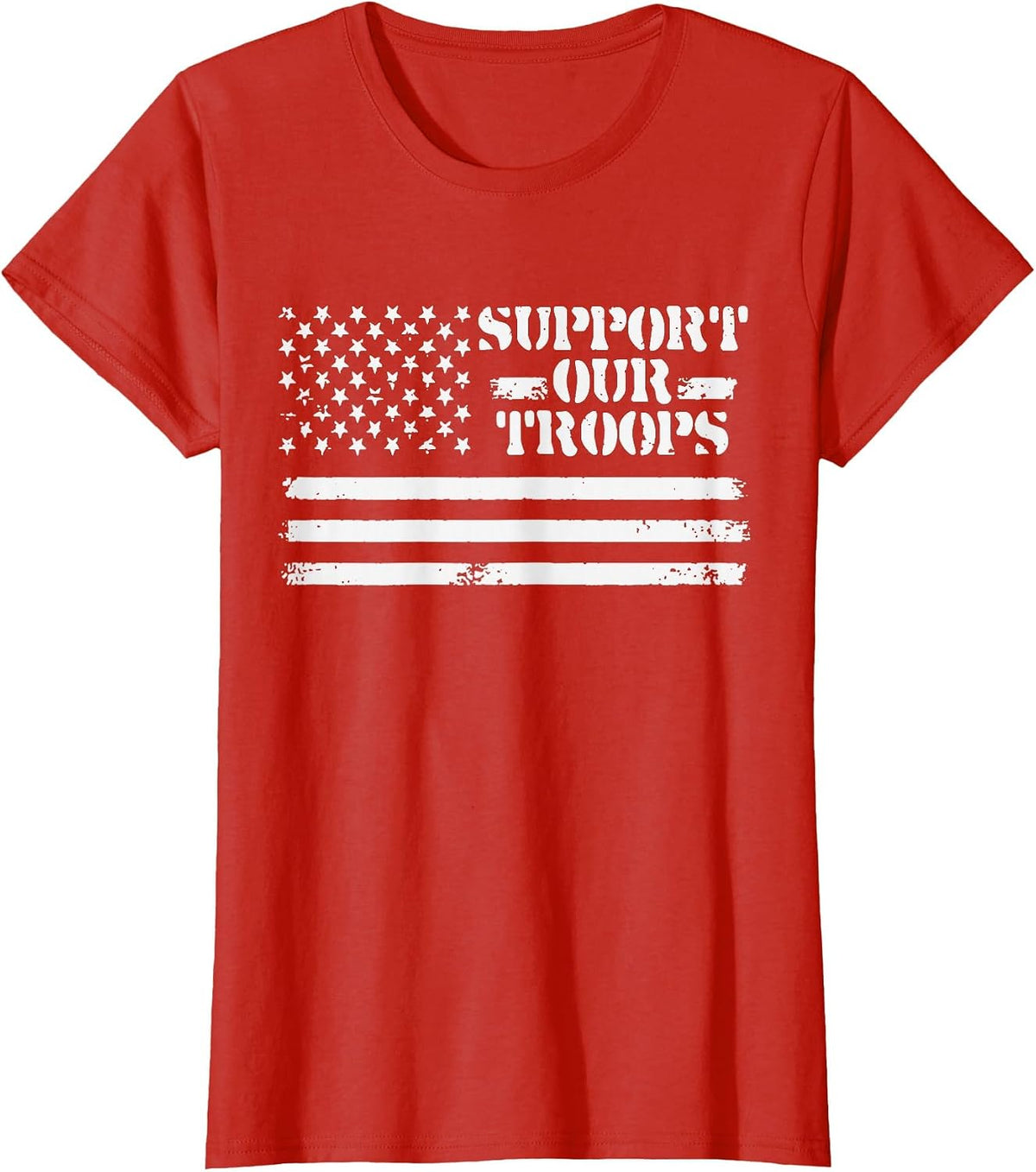 Vintage Support Our Troops USA Flag Veteran's & Memorial Day T-Shirt - Red