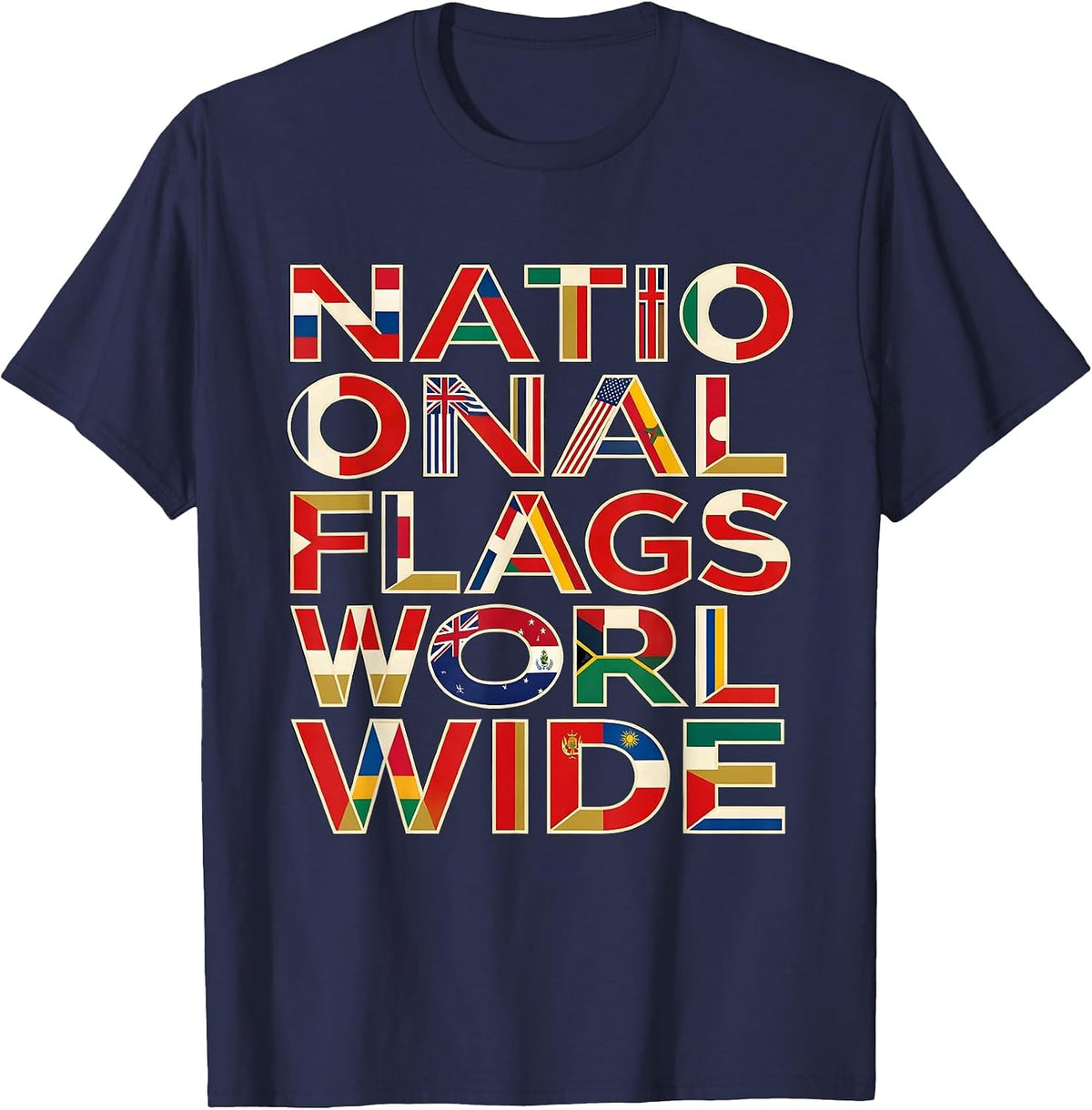 Men's National Flags Worldwide Geography Lover World Traveler Gift T-Shirt - Navy Blue