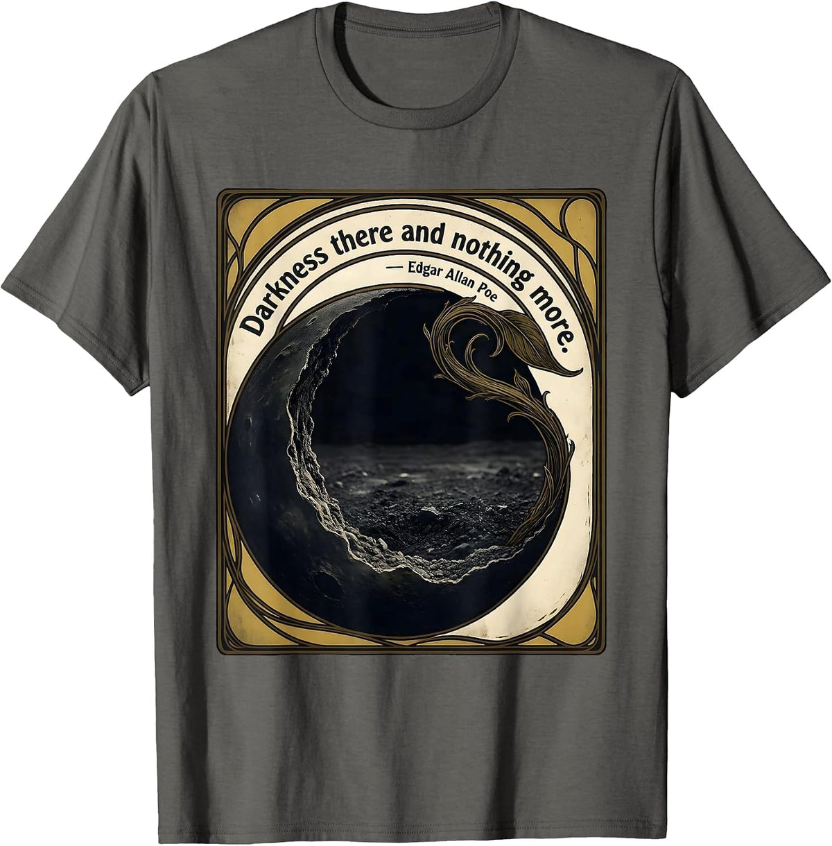 Men's Darkness there and nothing more Edgar Allan Poe Gothic T-Shirt - Asphalt Grey