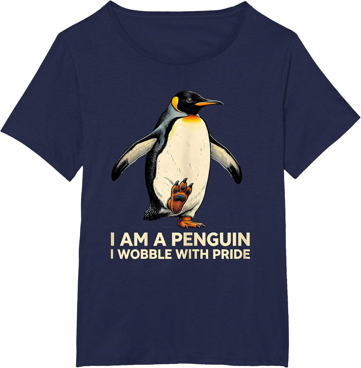 Women's I Am A Penguin I Wobble With Pride Funny Penguin Lover T-Shirt - Navy Blue