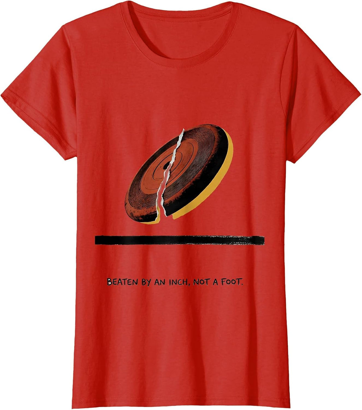 Women's Beaten By An Inch Not A Foot Funny Track And Field Thrower T-Shirt - Red
