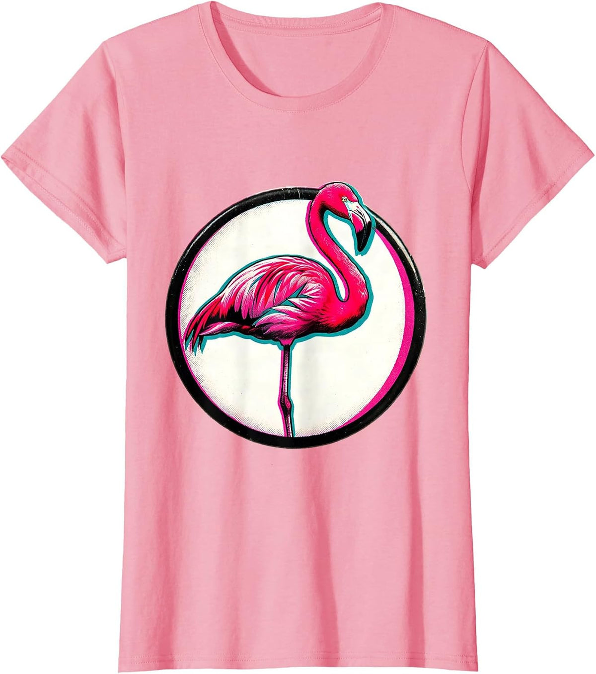 Women's Sealed Flamingo Badge Retro Novelty Bird Lover Gift T-Shirt - Pink