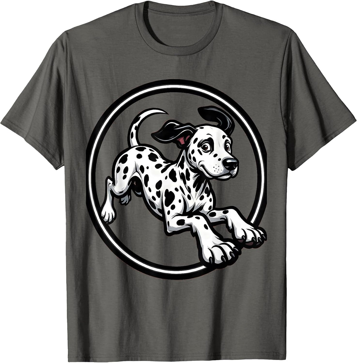 Men's Ink Brush Dalmatian Running Pose Graphic T-Shirt - Asphalt Grey
