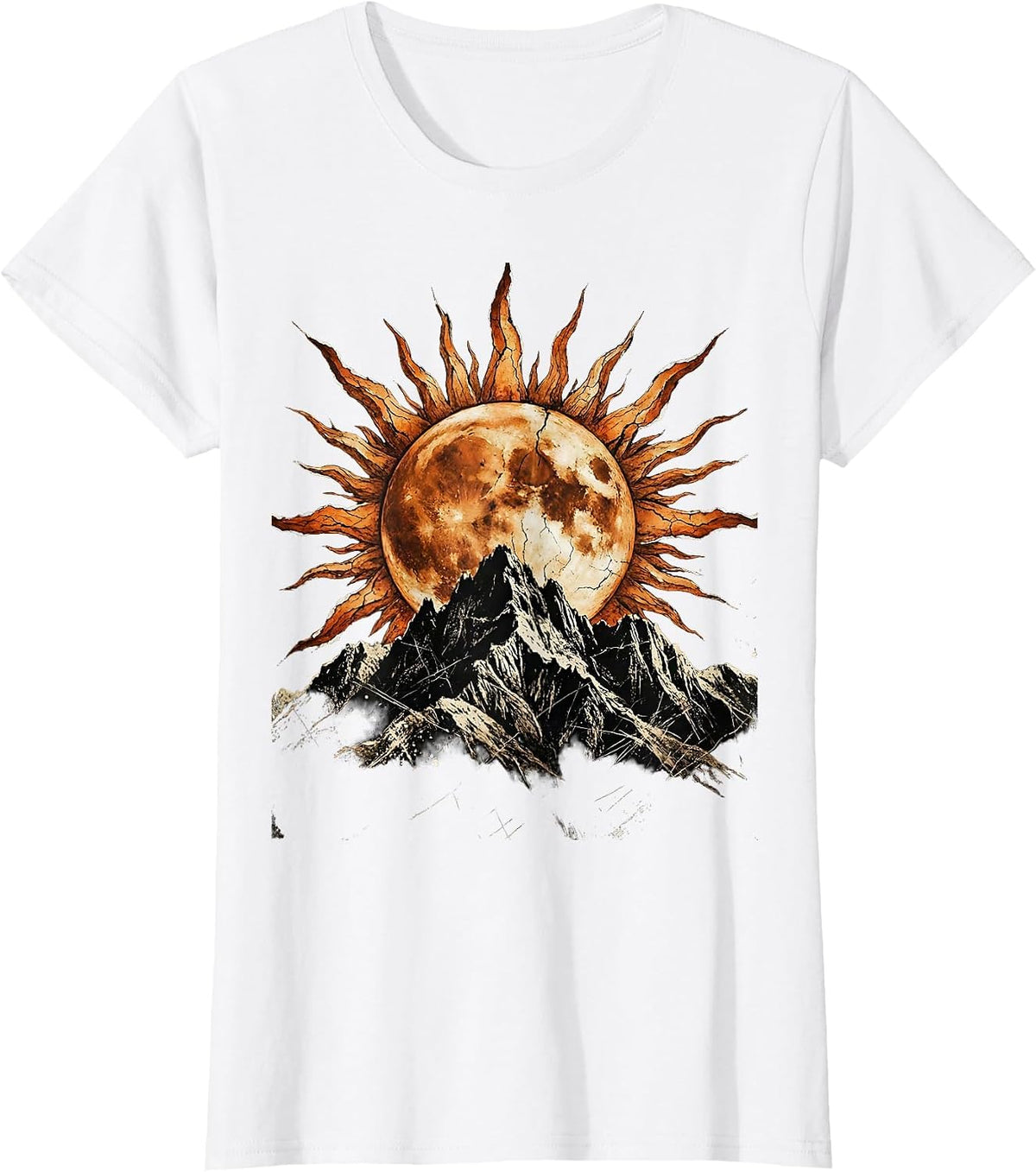 Women's Faith Over Fear Rising Sun Mountain Graphic T-Shirt - White