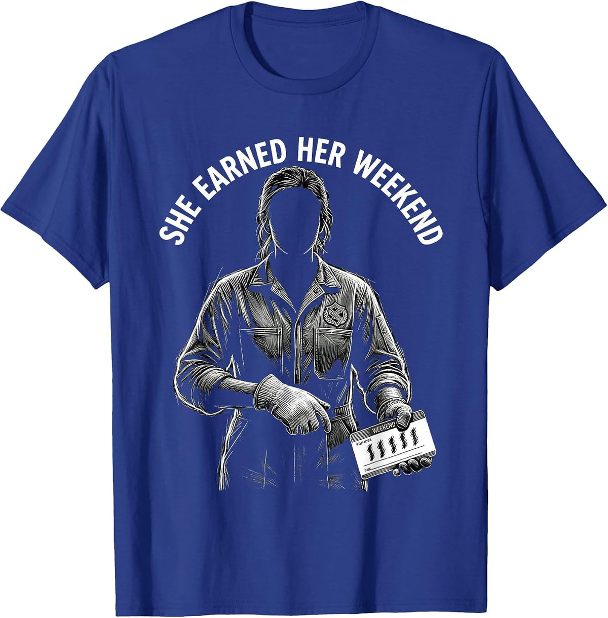 Men's She Earned Her Weekend Union Strong Labor Day Worker Pride T-Shirt - Royal Blue