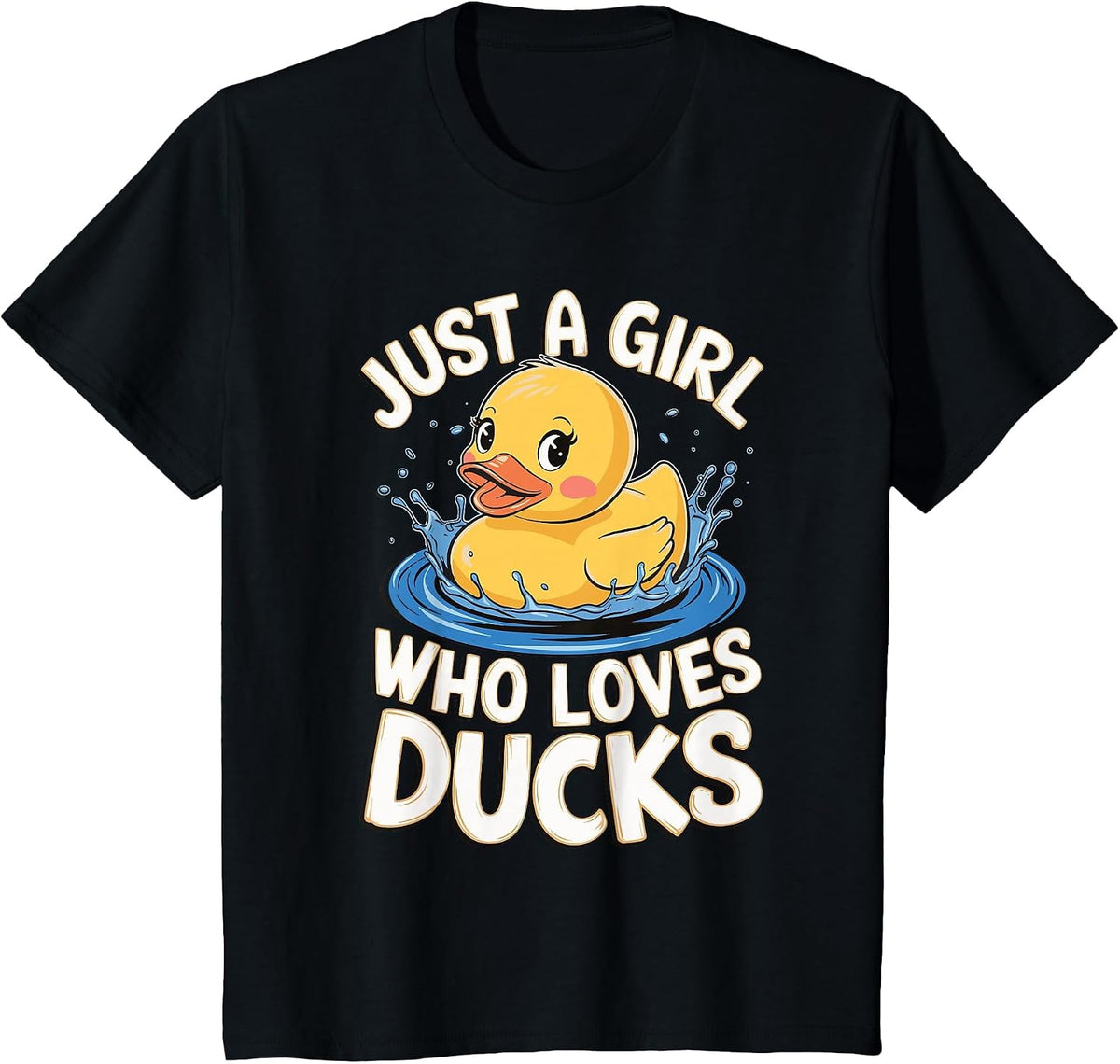 Just a Girl who Loves Ducks Girl T-Shirt - Black