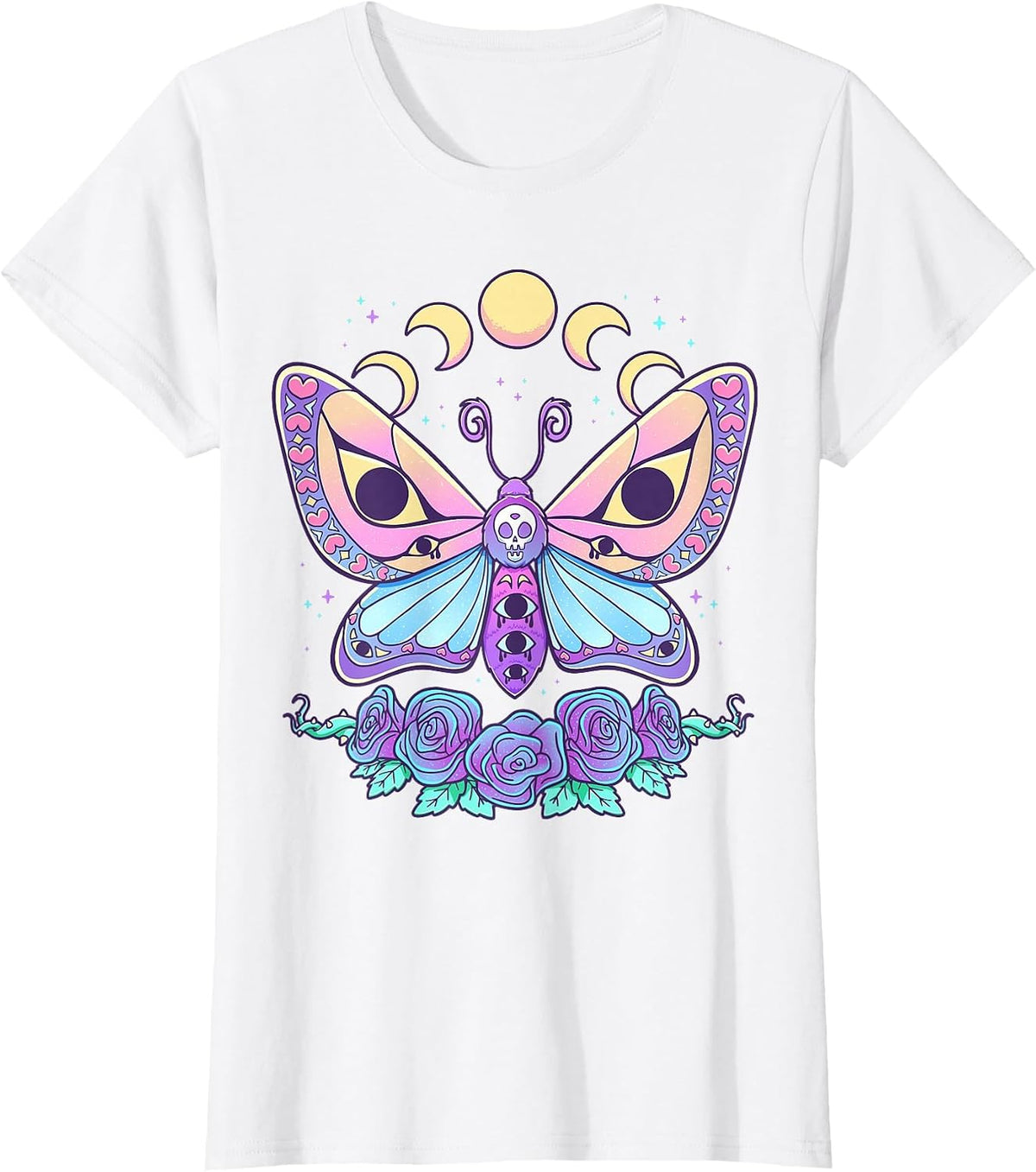 Pastel Goth Creepy Butterfly Moth Kawaii Emo Cute Nu Goth T-Shirt - White