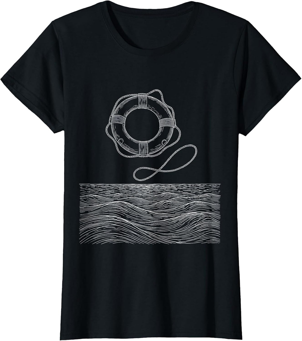 Social Worker Life Preserver Graphic Tee T-Shirt - Black
