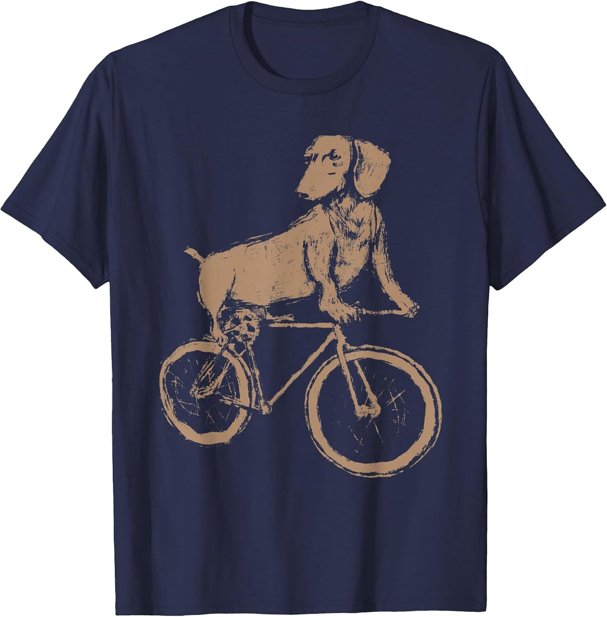 Dachshund on a Bicycle - Dachshund Riding A Bicycle T-Shirt - Navy Blue
