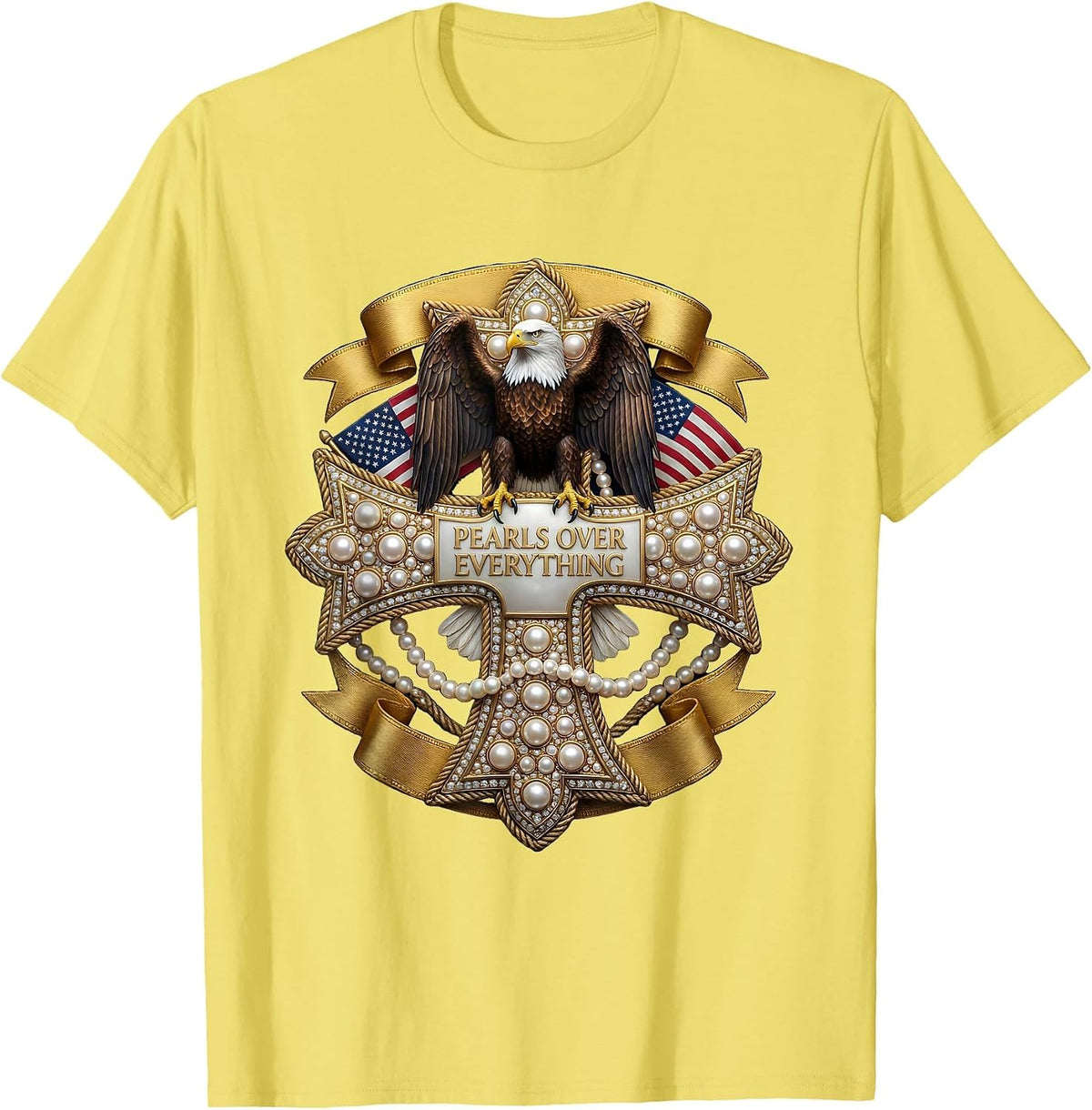 Men's Pearls Over Everything Classic Elegance Design T-Shirt - Lemon Yellow